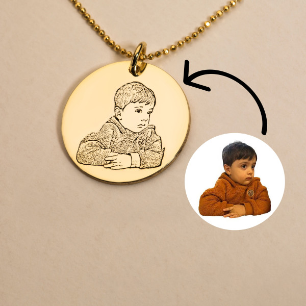 Custom Sterling Silver Memorial Photo Necklace - Personalized Baby Picture Pendant