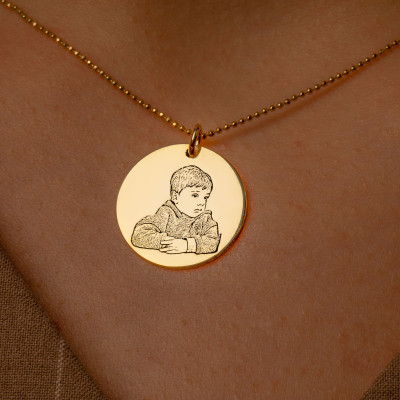 Custom Sterling Silver Memorial Photo Necklace - Personalized Baby Picture Pendant