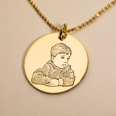 Custom Sterling Silver Memorial Photo Necklace - Personalized Baby Picture Pendant