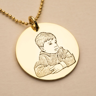 Custom Sterling Silver Memorial Photo Necklace - Personalized Baby Picture Pendant