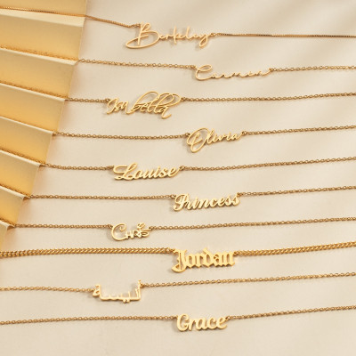 Custom 18K Gold Plated Silver Name Necklace - Personalized Jewelry, Christmas & Mother's Day Gift