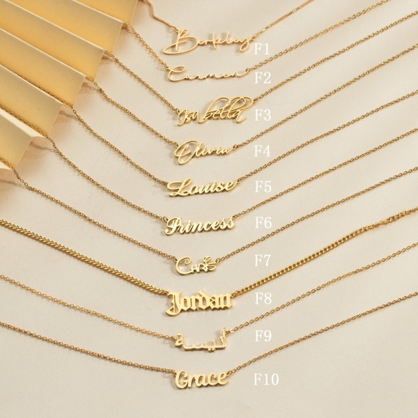 Custom 18K Gold Plated Silver Name Necklace - Personalized Jewelry, Christmas & Mother's Day Gift