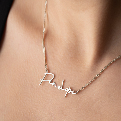 Custom Silver Name Necklace with Gold Singapore Chain - Minimalist Personalized Nameplate Jewelry - Dainty Gifts for Mom