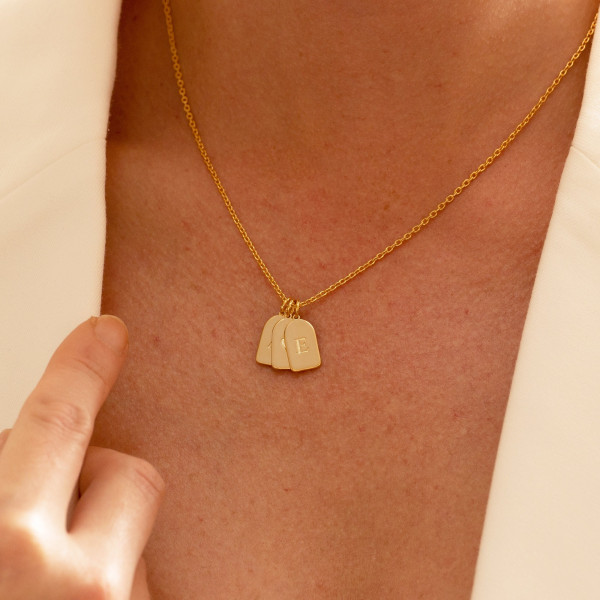 Personalized Initial Tiny Tag Necklace, Minimalist Bar Pendant, Custom Mother's Gift, Anniversary Gift for Wife, Custom Jewelry
