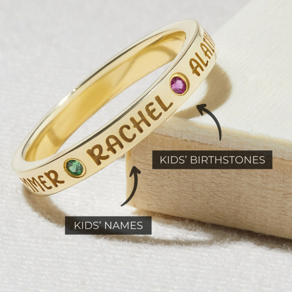 Customizable Grandmother Birthstone Ring with 2-4 Stones - Personalized Jewelry Gift for Grandma