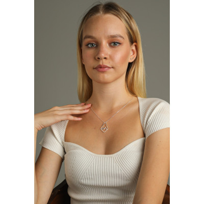 14k White Gold Mountain Ring Holder Necklace - Solid Gold Dainty Ring Keeper Pendant - Ring Holder Necklace