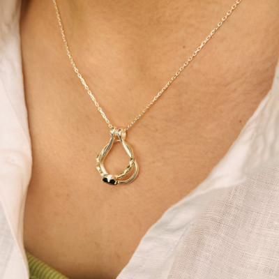 Horseshoe Thick Chain Wedding Ring Holder Necklace - Engagement Ring Keeper Pendant