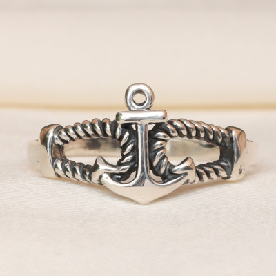 925 Sterling Silver Nautical Anchor Ring for Men - Ocean Lover, Captain Gift, Husband, Father, Groomsman