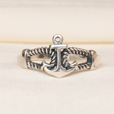 925 Sterling Silver Nautical Anchor Ring for Men - Ocean Lover, Captain Gift, Husband, Father, Groomsman