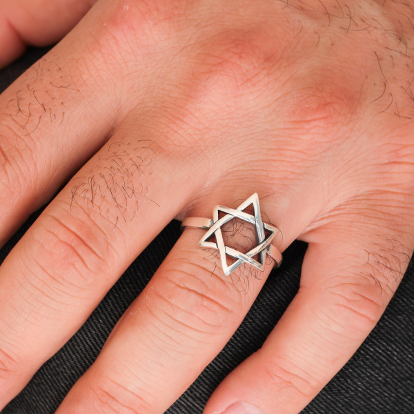 Men's 925 Sterling Silver Star of David Ring - Jewish Jewelry Gift for Husband or Father's Day