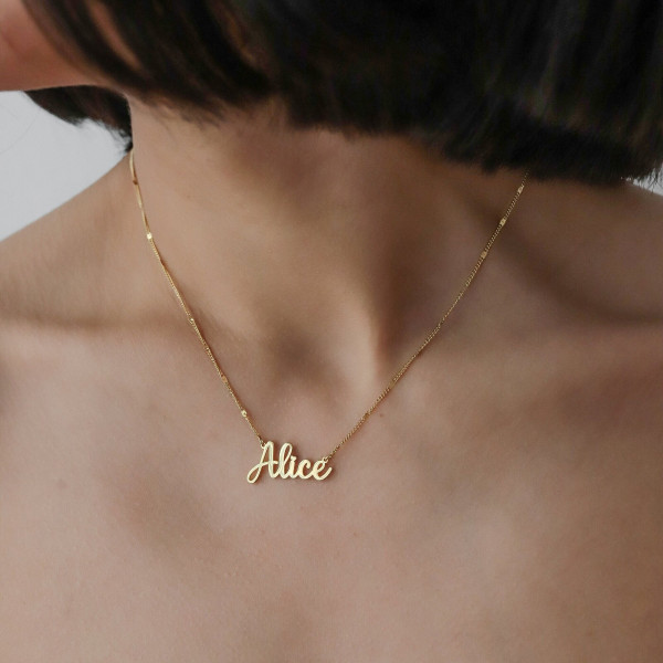 18K Gold Plated Personalized Sequin Curb Chain Name Necklace, Unique Christmas Gift