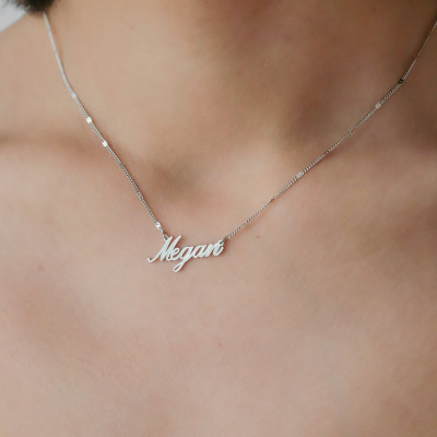 18K Gold Plated Personalized Sequin Curb Chain Name Necklace, Unique Christmas Gift