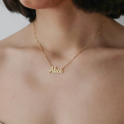 18K Gold Plated Personalized Sequin Curb Chain Name Necklace, Unique Christmas Gift