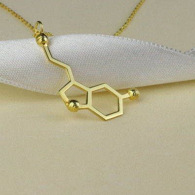 Serotonin Happiness Necklace, Chemistry Molecule Pendant, Christmas Gifts for Mom, Handcrafted Jewelry, Science Rose Gold Silver Plated, Doctor Gift