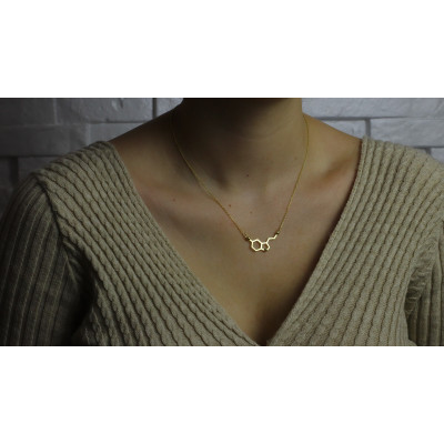 Serotonin Molecule Necklace Silver Rose Gold Science Jewelry Happiness Gift for Her