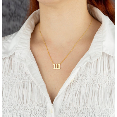 Silver 888 Angel Number Necklace, 222 Angel Number Lucky Mother's Necklace, Gold and Rose Gold Plated