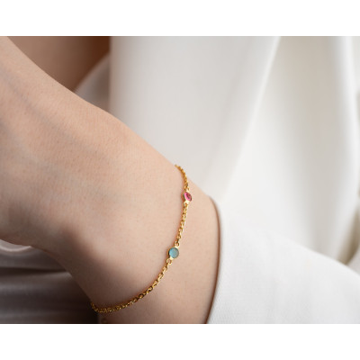 Gold Birthstone Bracelet for Women - Clear Quartz & May Birthstone - Dainty Mother's Day Gift