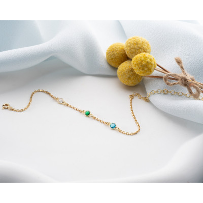 Gold Birthstone Bracelet for Women - Clear Quartz & May Birthstone - Dainty Mother's Day Gift