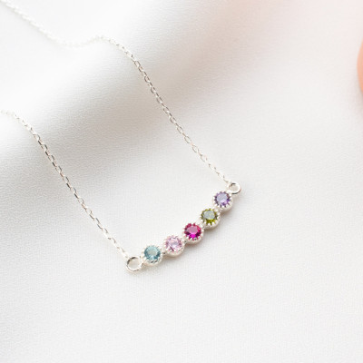 Sterling Silver Birthstone Necklace for Mothers, Personalized Mother's Day Gift, Custom Bridesmaid Jewelry, Unique Birthday Present, Birthstone Jewelry