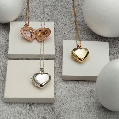 Personalized Silver Heart Locket Necklace with Photos for Girls - Gift for Her or Him - Available in Silver, Gold, Rose Gold