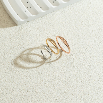 Personalized Silver, Gold & Rose Gold Name Rings - Skinny Stackable Rings - Bridesmaids & Mom Gift