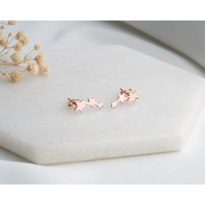 Dainty Silver Starburst Stud Earrings Trio Constellation Minimalist Set