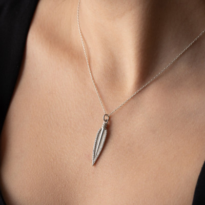 Zircon Stone Arrowhead Necklace Pendant, Spear Charm Necklace Gift for Husband