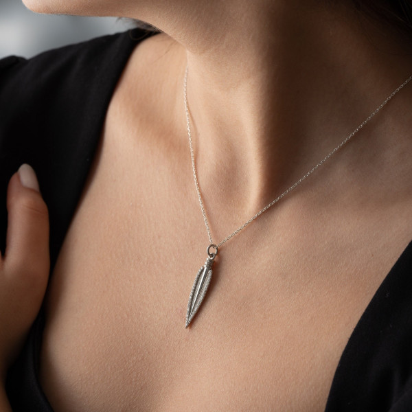 Zircon Stone Arrowhead Necklace Pendant, Spear Charm Necklace Gift for Husband