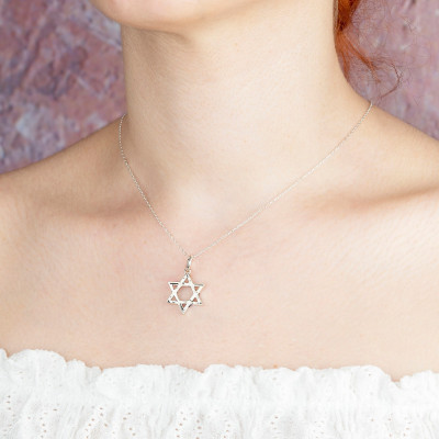 Jewish Star of David Necklace - Magen David Pendant for Women - Unique Hannukah Gift