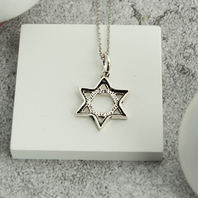 Personalized Silver Star of David Necklace, Custom Magen Charm, Men's Women's Jewish Jewelry Gift