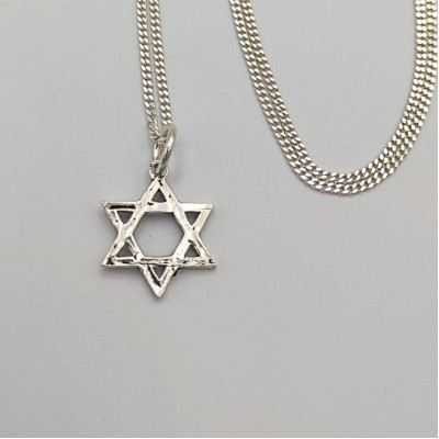 Personalized Silver Star of David Necklace, Custom Magen Charm, Men's Women's Jewish Jewelry Gift