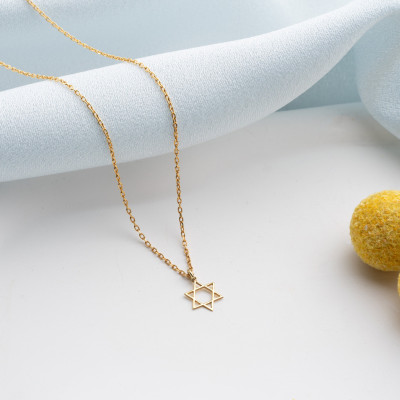 Gold Star of David Necklace for Women - Magen David Silver Talisman Celestial Charm Religious Jewelry