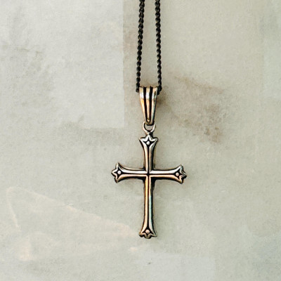 Personalized Sterling Silver Men's Cross Necklace with Initial - Boys Cross Necklace