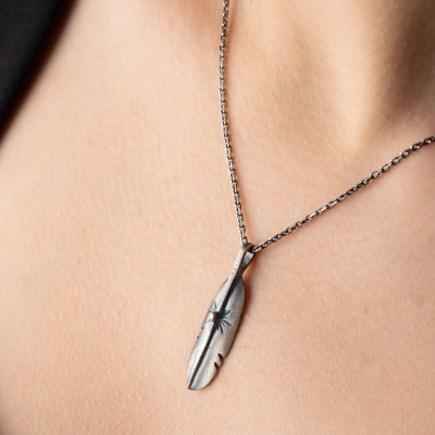 Sterling Silver Angel Wing Feather Necklace, Minimalist Silver Feather Pendant, Mom Gift Necklace