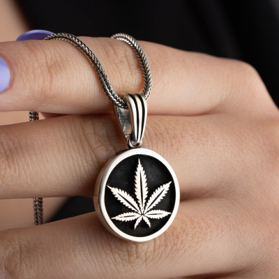 Sterling Silver Cannabis Leaf Necklace for Women Minimalist Jewelry Gift Silver Pendant Elegant Dainty