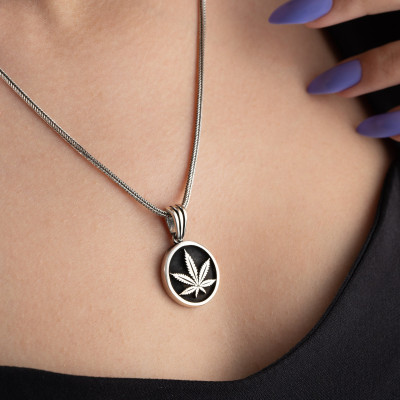 Sterling Silver Cannabis Leaf Necklace for Women Minimalist Jewelry Gift Silver Pendant Elegant Dainty