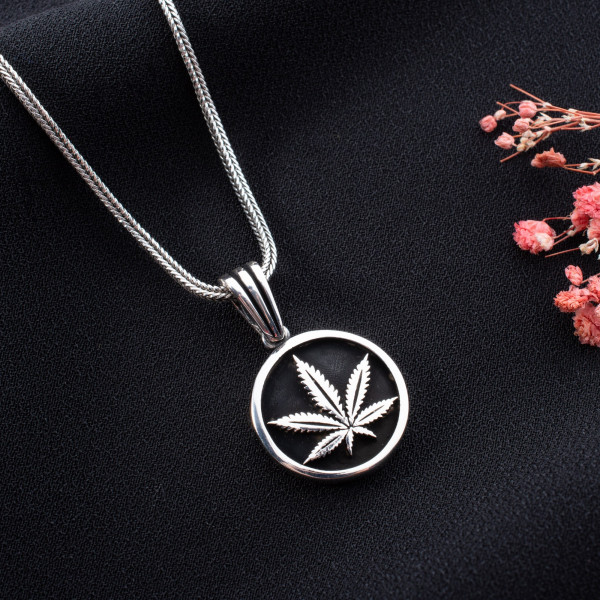 Sterling Silver Cannabis Leaf Necklace for Women Minimalist Jewelry Gift Silver Pendant Elegant Dainty