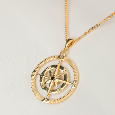 Sterling Silver Compass Necklace for Men & Women, Rose Gold & Locket Options, Compass Jewelry