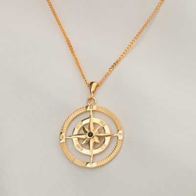 Sterling Silver Compass Necklace for Men & Women, Rose Gold & Locket Options, Compass Jewelry