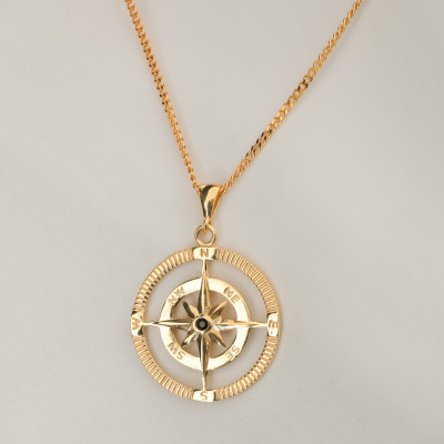 Sterling Silver Compass Necklace for Men & Women, Rose Gold & Locket Options, Compass Jewelry