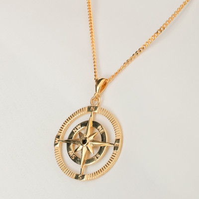 Sterling Silver Compass Necklace for Men & Women, Rose Gold & Locket Options, Compass Jewelry