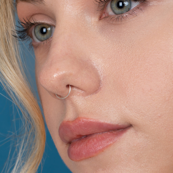 Rose Gold Fake Septum Nose Ring Clip-On Hoop Dainty Sterling Silver