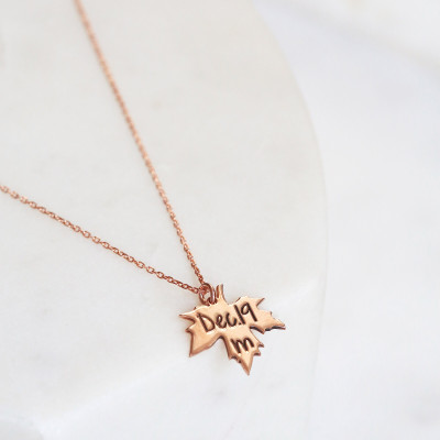 Personalized Sycamore Leaf Name Necklace - Custom Jewelry Birthday Gift, Bridesmaid Necklace