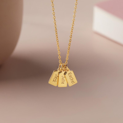Custom Initials Bar Necklace, Personalized Name Pendant, Minimalist Friendship Necklace, Gift for Her Wife Mom Family