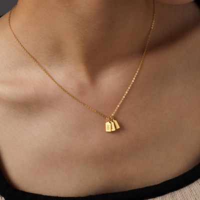 Custom Initials Bar Necklace, Personalized Name Pendant, Minimalist Friendship Necklace, Gift for Her Wife Mom Family