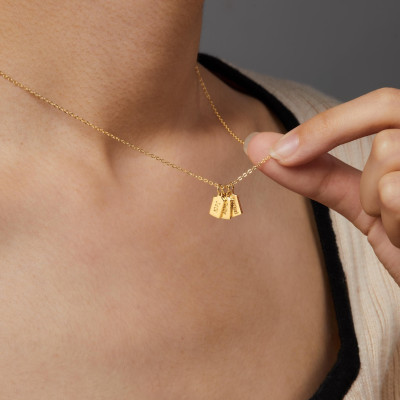 Custom Initials Bar Necklace, Personalized Name Pendant, Minimalist Friendship Necklace, Gift for Her Wife Mom Family