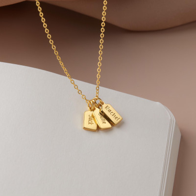 Custom Initials Bar Necklace, Personalized Name Pendant, Minimalist Friendship Necklace, Gift for Her Wife Mom Family
