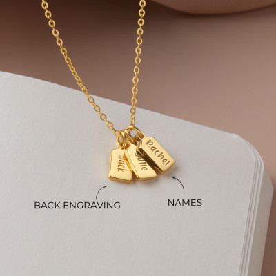 Custom Initials Bar Necklace, Personalized Name Pendant, Minimalist Friendship Necklace, Gift for Her Wife Mom Family