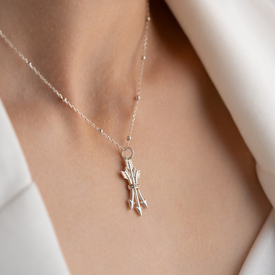 Silver Arrow Pendant Necklace for Women - Elegant Ball Chain Jewelry Gift