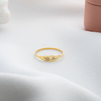 Personalized Birth Flower Stacking Ring - Custom Engraved Silver & Gold Birth Month Floral Rings